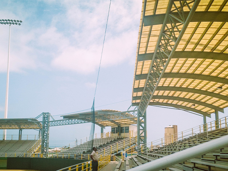 img of Prefabricated Steel Grandstand Canopy with Frame Roof Trusses
