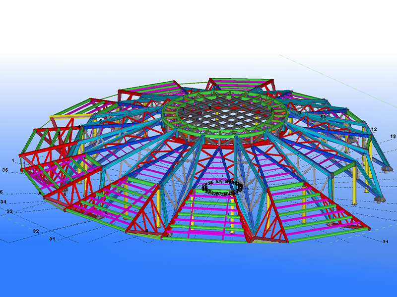 Болат конференция орталығының жеңіл болат қаңқалы ғимарат шешімі